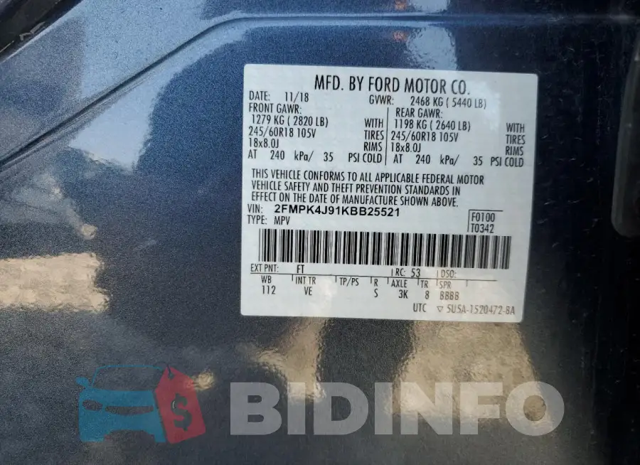 2FMPK4J91KBB25521 Photo# 13