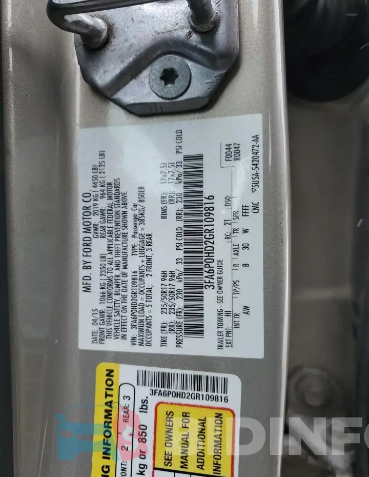 3FA6P0HD2GR109816 Photo# 12