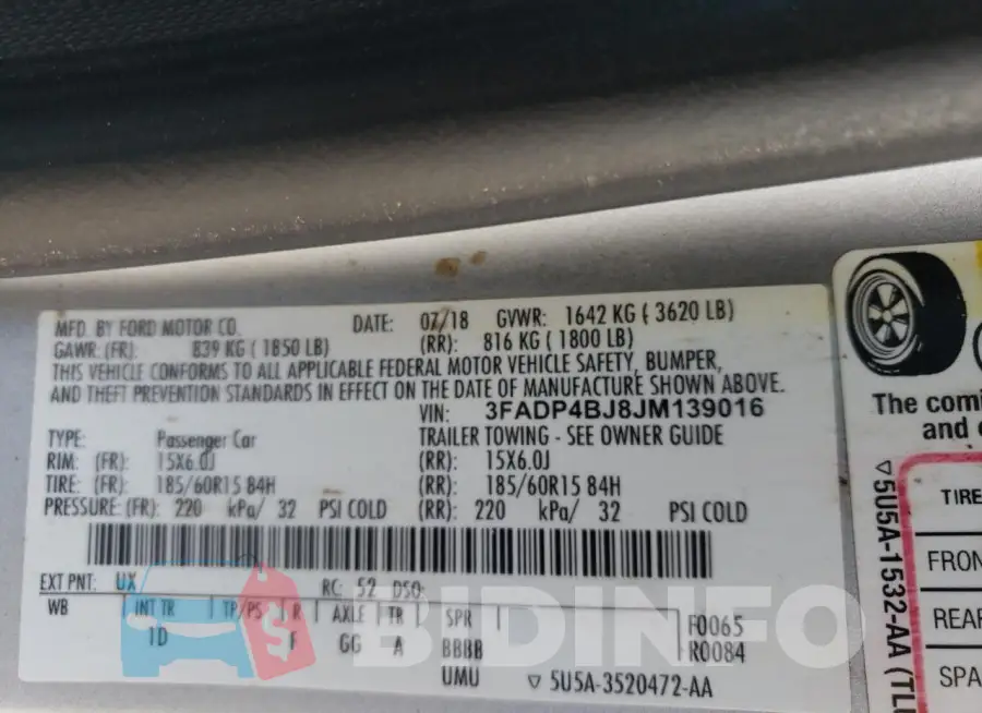 3FADP4BJ8JM139016 Photo# 12