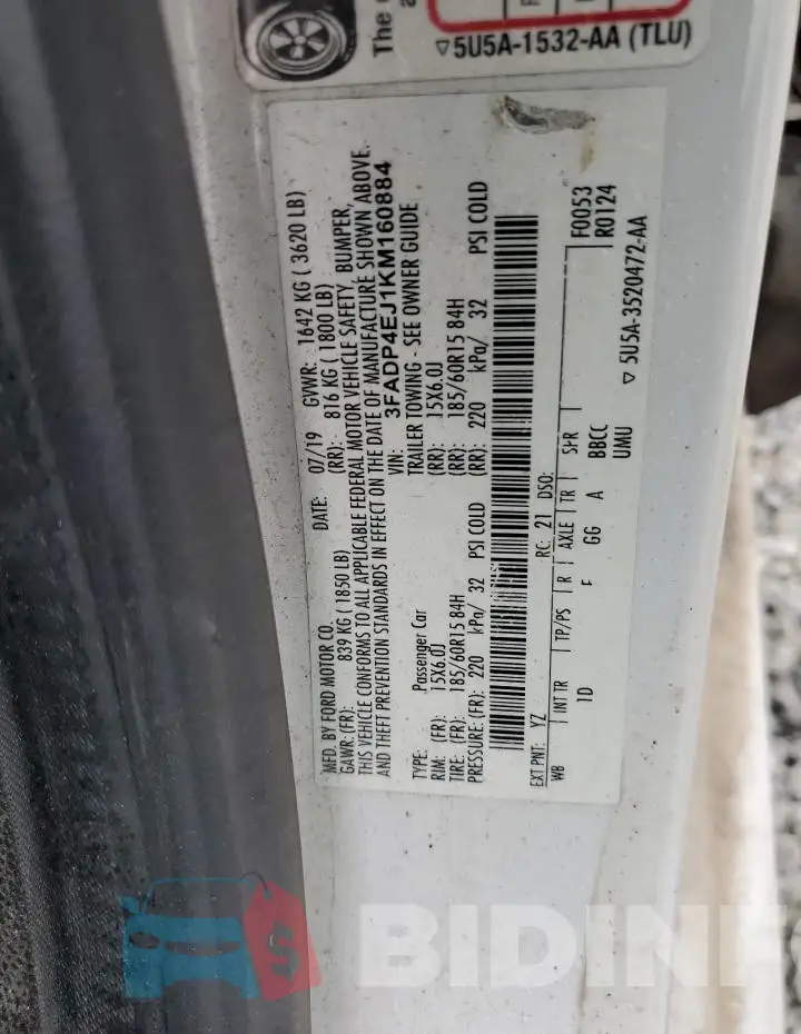 3FADP4EJ1KM160884 Photo# 13