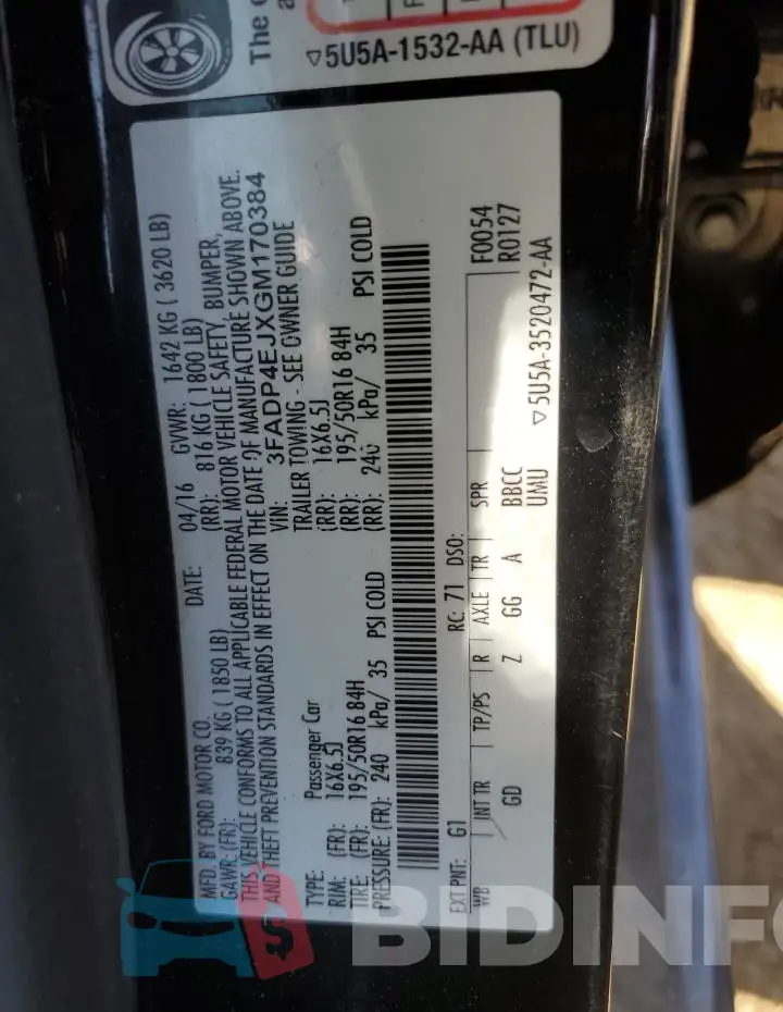 3FADP4EJXGM170384 Photo# 12