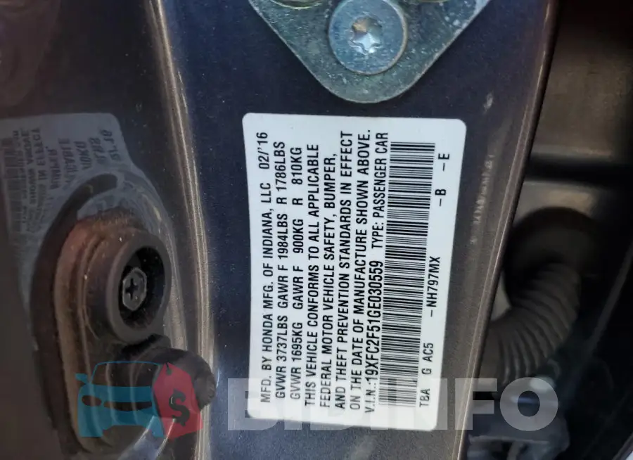 19XFC2F51GE030559 Photo# 12