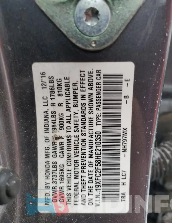 19XFC2F58HE210350 Photo# 12