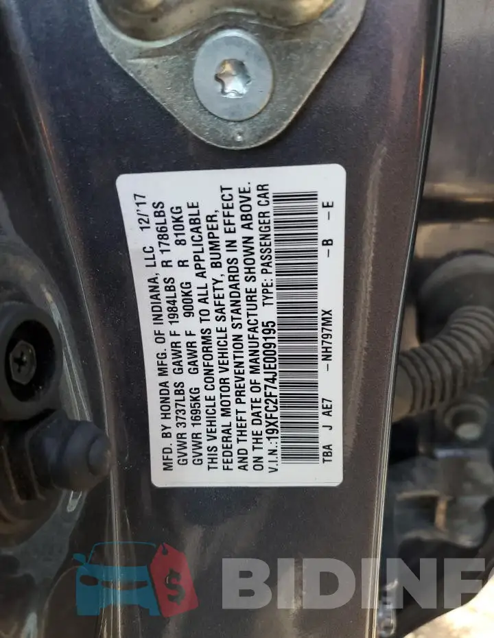 19XFC2F74JE009195 Photo# 12