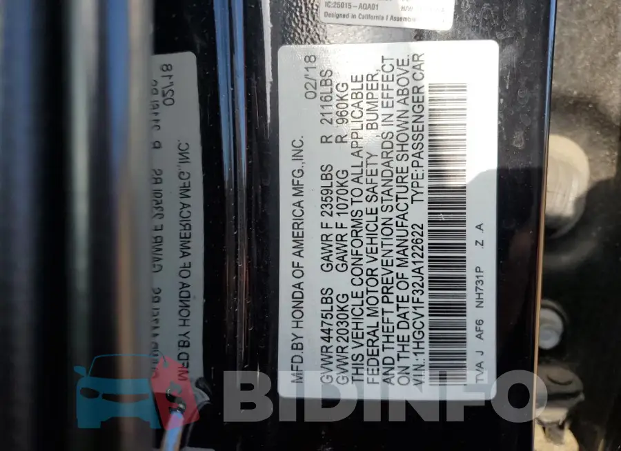 1HGCV1F32JA122622 Photo# 12