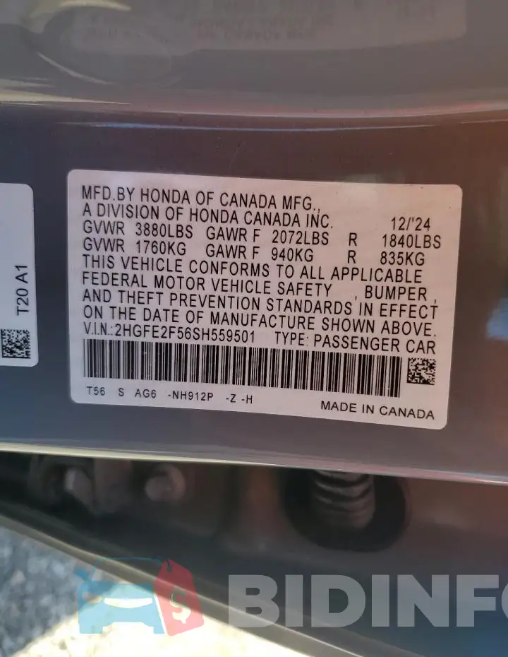 2HGFE2F56SH559501 Photo# 12