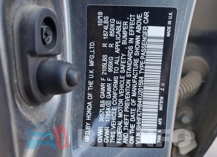 SHHFK7H94KU201564 Photo# 12