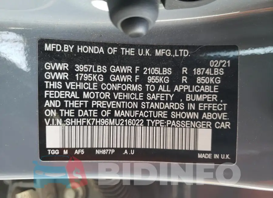 SHHFK7H96MU216022 Photo# 12