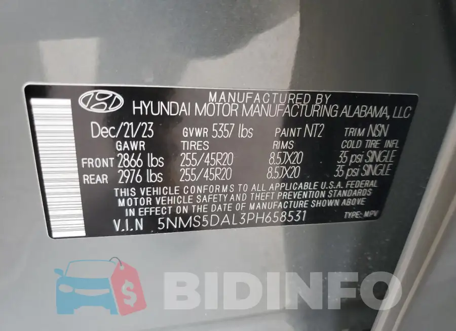 5NMS5DAL3PH658531 Photo# 13