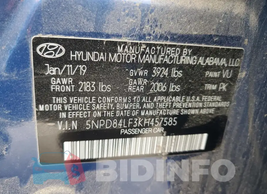 5NPD84LF3KH457585 Photo# 12
