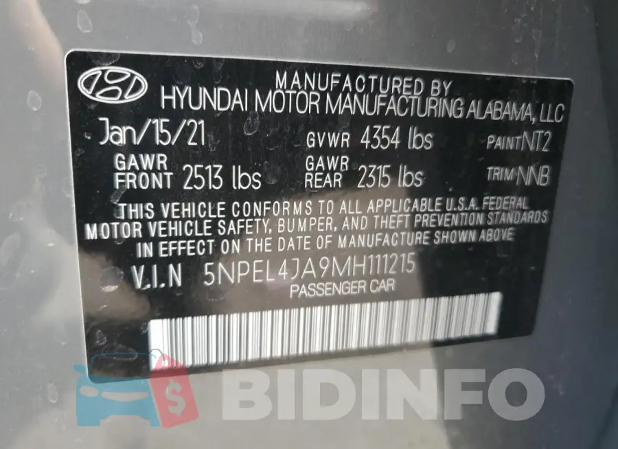 5NPEL4JA9MH111215 Photo# 13