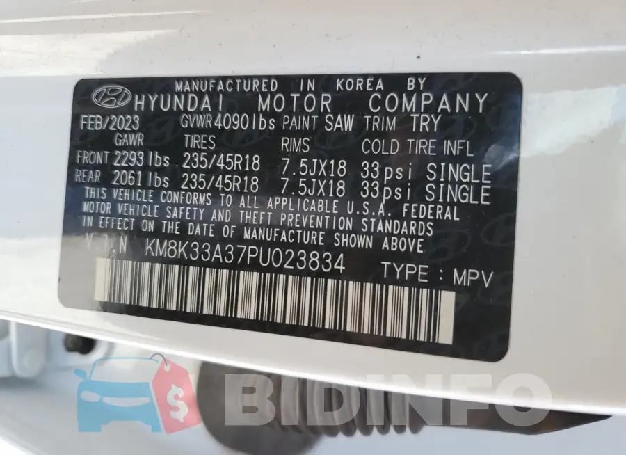 KM8K33A37PU023834 Photo# 14