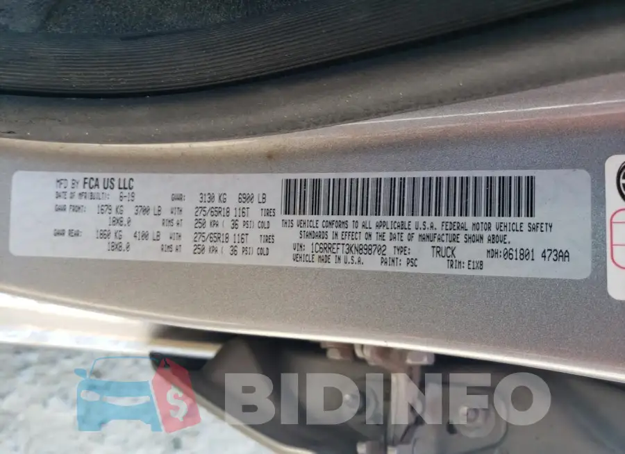 1C6RREFT3KN898702 Photo# 12