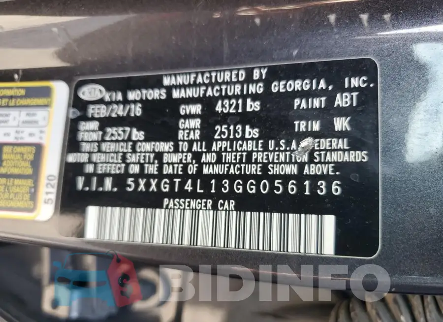 5XXGT4L13GG056136 Photo# 13