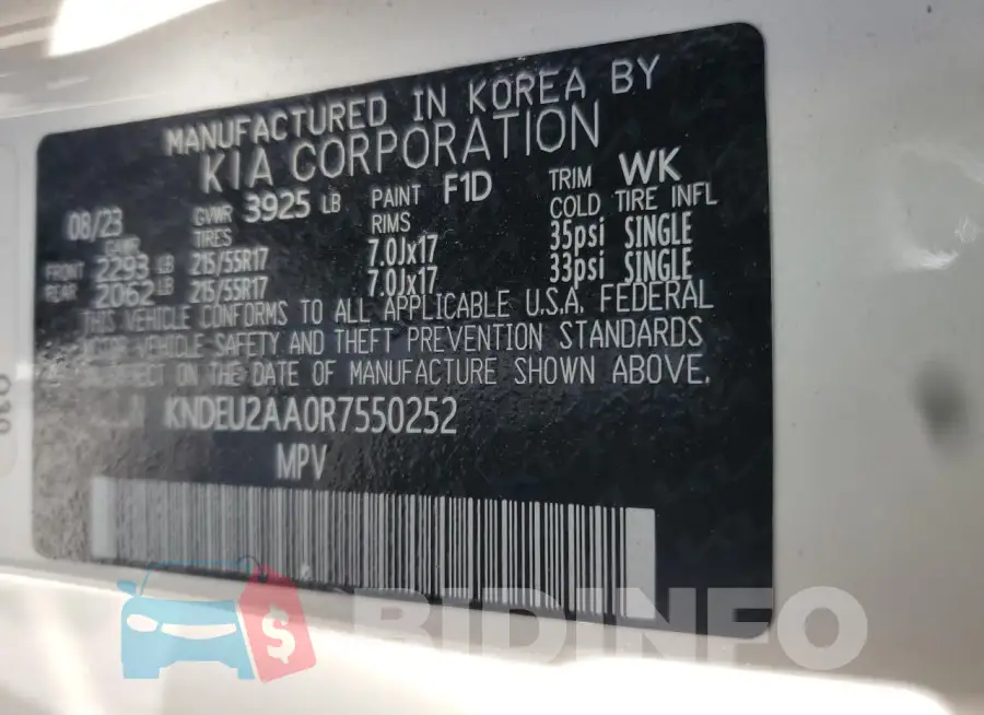 KNDEU2AA0R7550252 Photo# 13