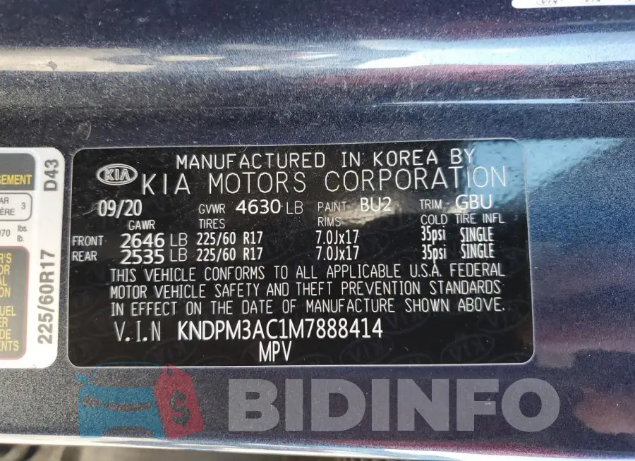 KNDPM3AC1M7888414 Photo# 13