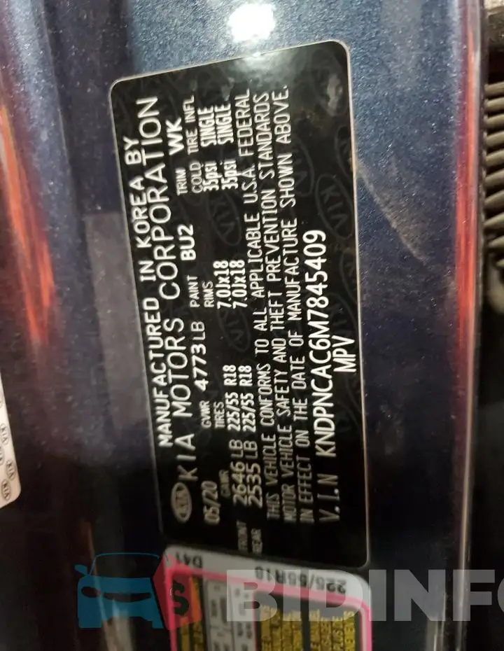 KNDPNCAC6M7845409 Photo# 13