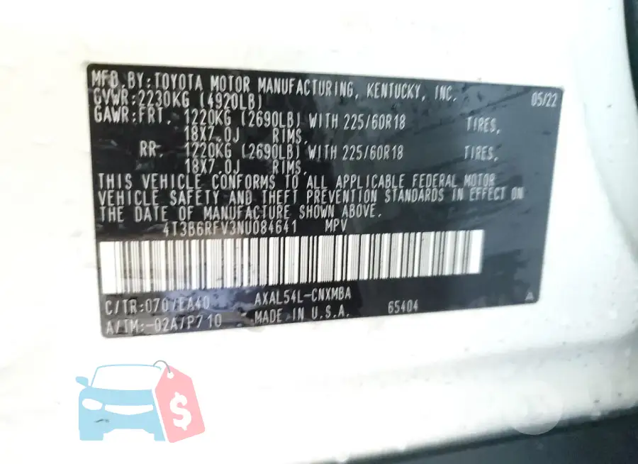 4T3B6RFV3NU084641 Photo# 13