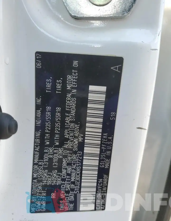 5TDJZ3DCXHS177213 Photo# 13