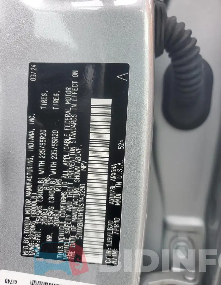 5TDXBRCH1RS143290 Photo# 14