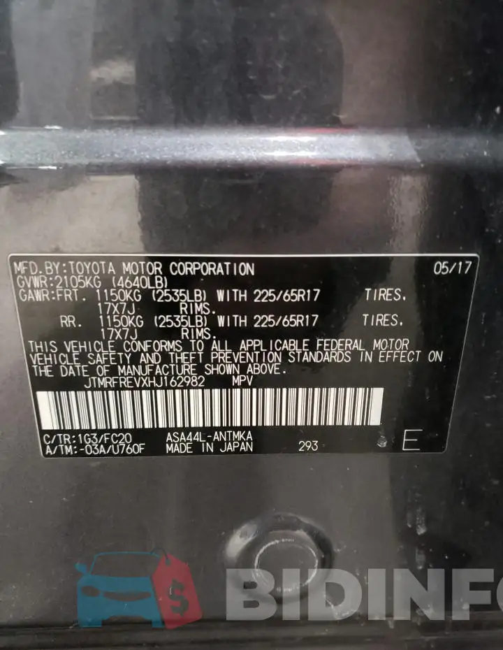 JTMRFREVXHJ162982 Photo# 13