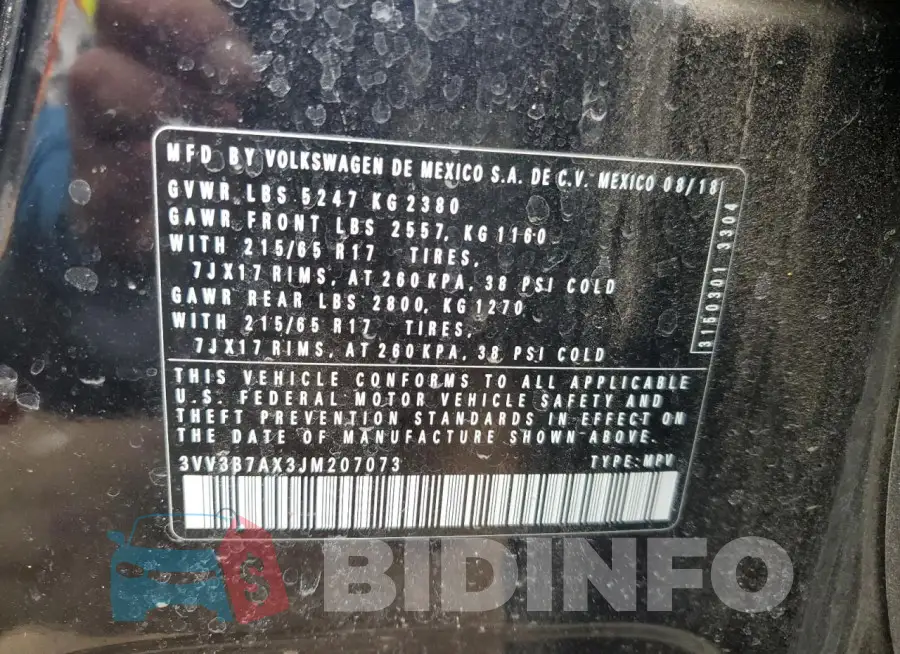 3VV3B7AX3JM207073 Photo# 13