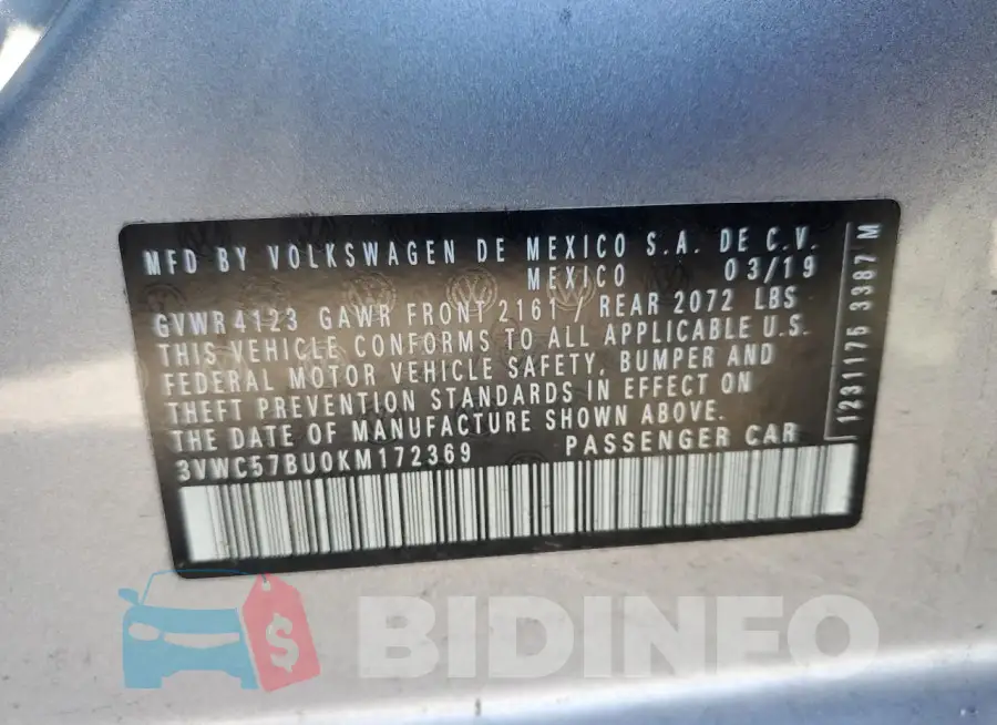 3VWC57BU0KM172369 Photo# 12