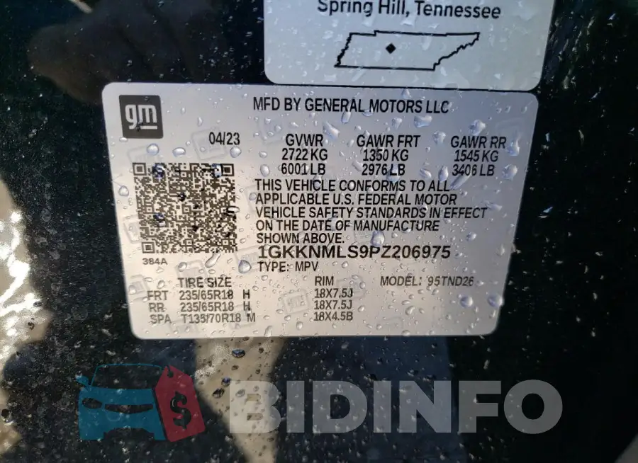 1GKKNMLS9PZ206975 Photo# 14