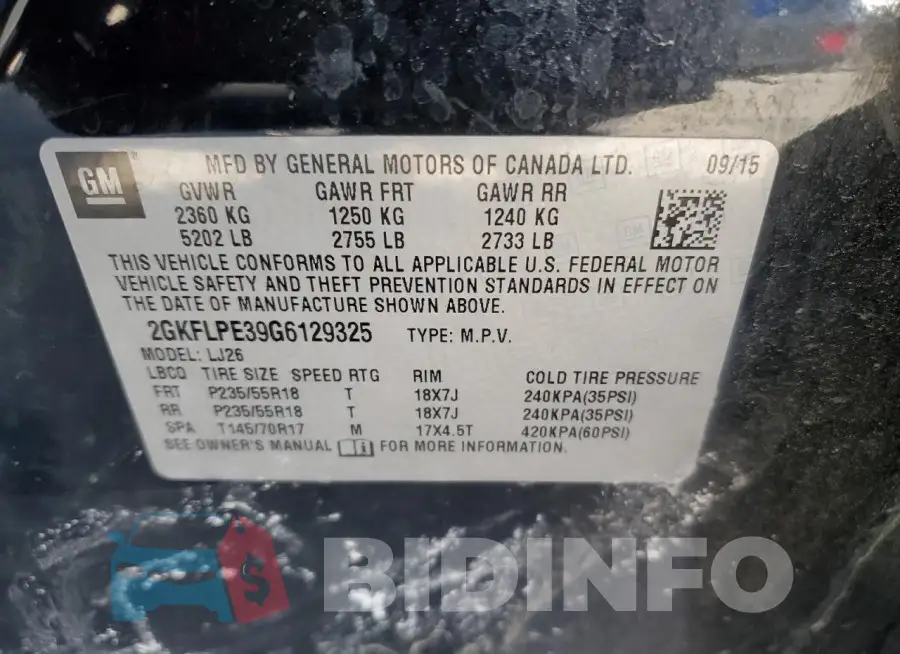 2GKFLPE39G6129325 Photo# 13