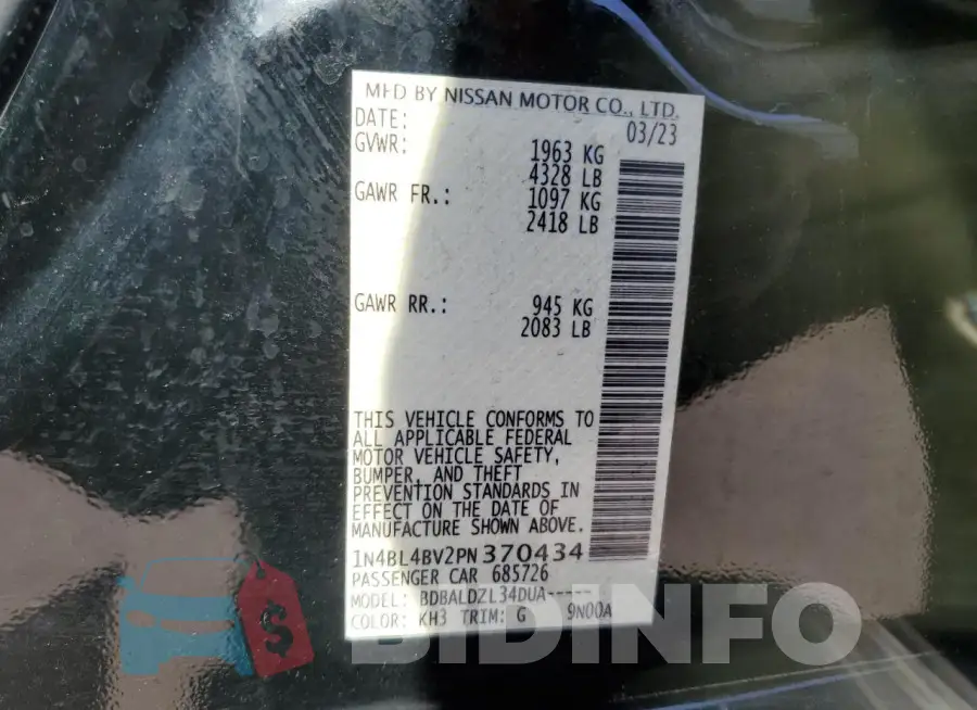 1N4BL4BV2PN370434 Photo# 12