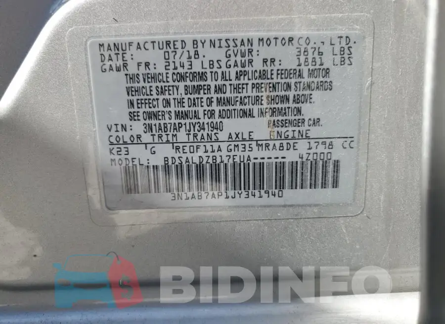 3N1AB7AP1JY341940 Photo# 12