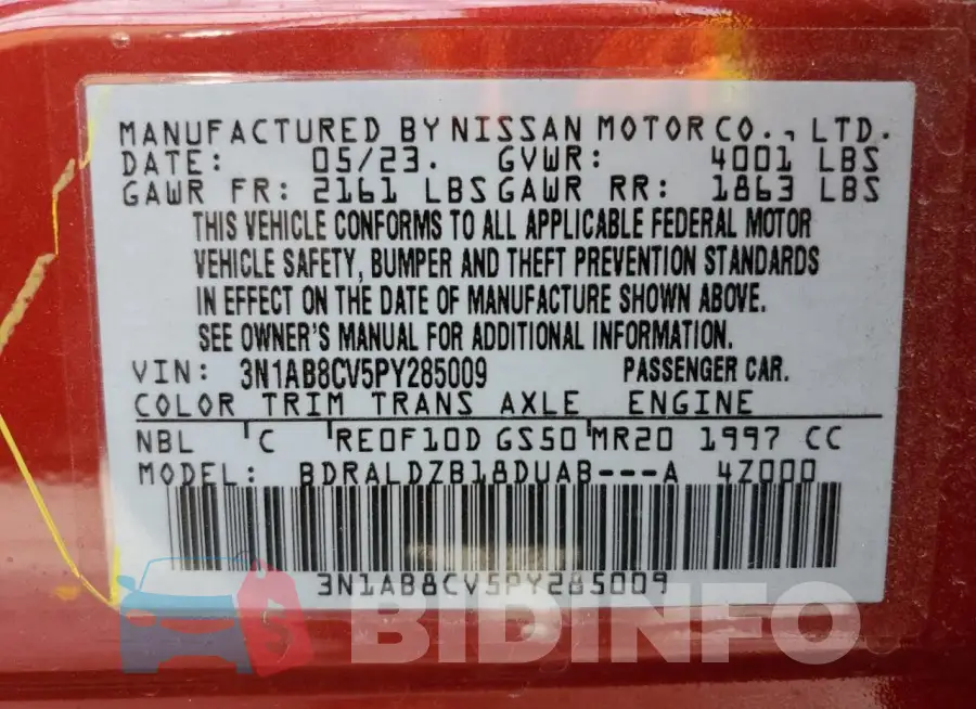 3N1AB8CV5PY285009 Photo# 13