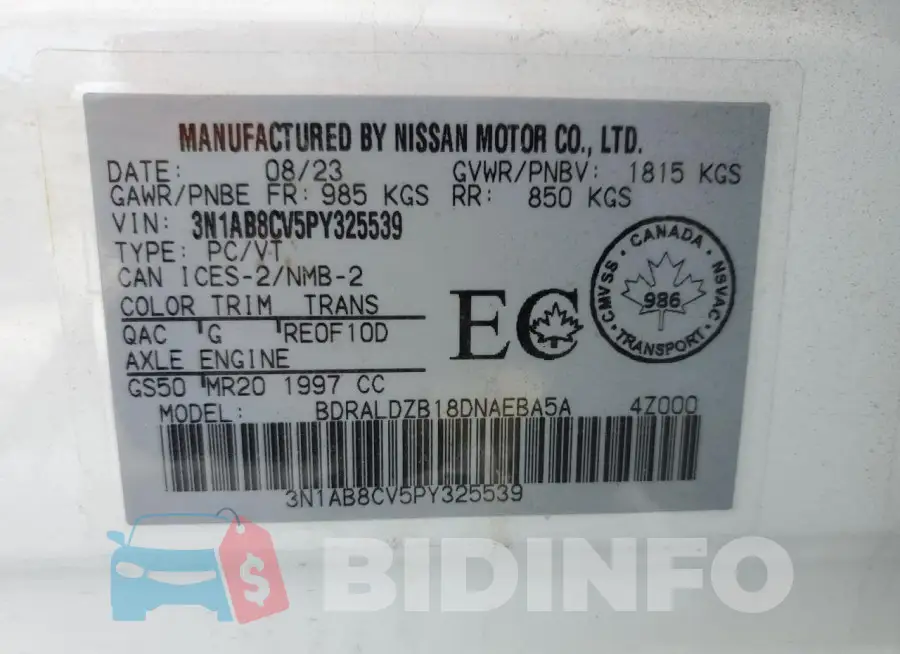 3N1AB8CV5PY325539 Photo# 12