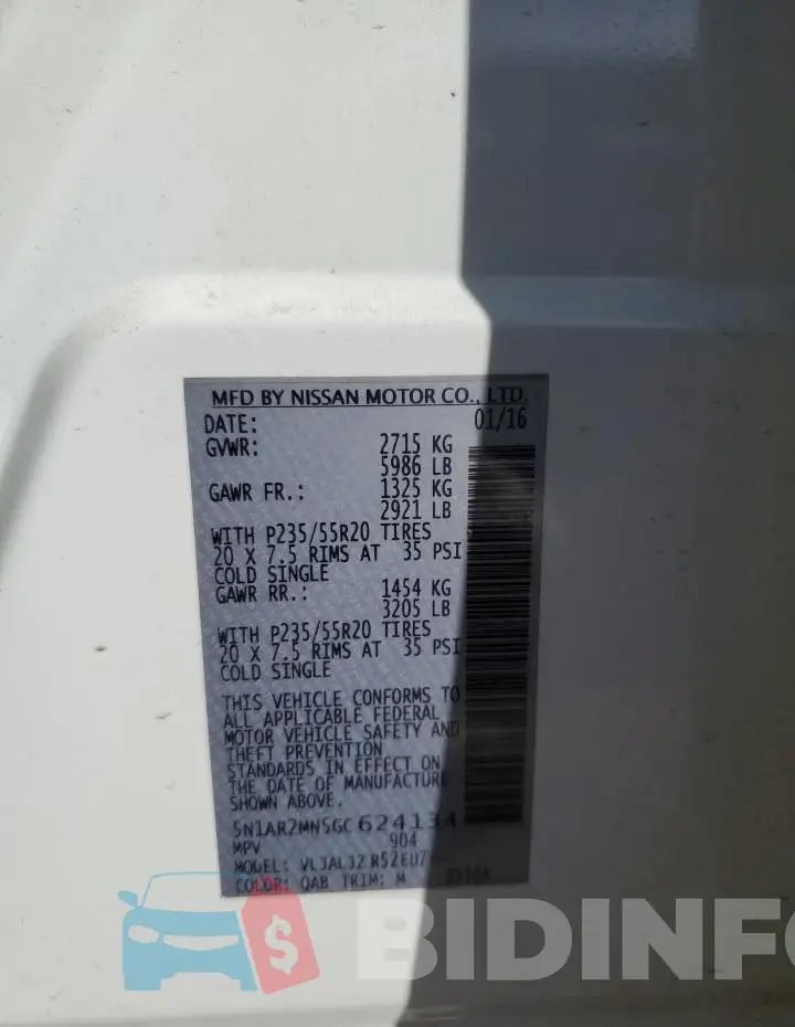 5N1AR2MN5GC624134 Photo# 13