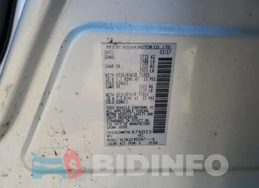 5N1DR2MM7HC676015 Photo# 13