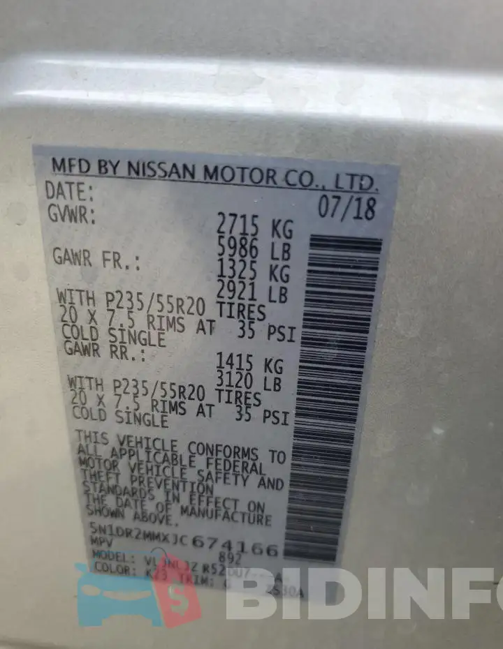 5N1DR2MMXJC674166 Photo# 13