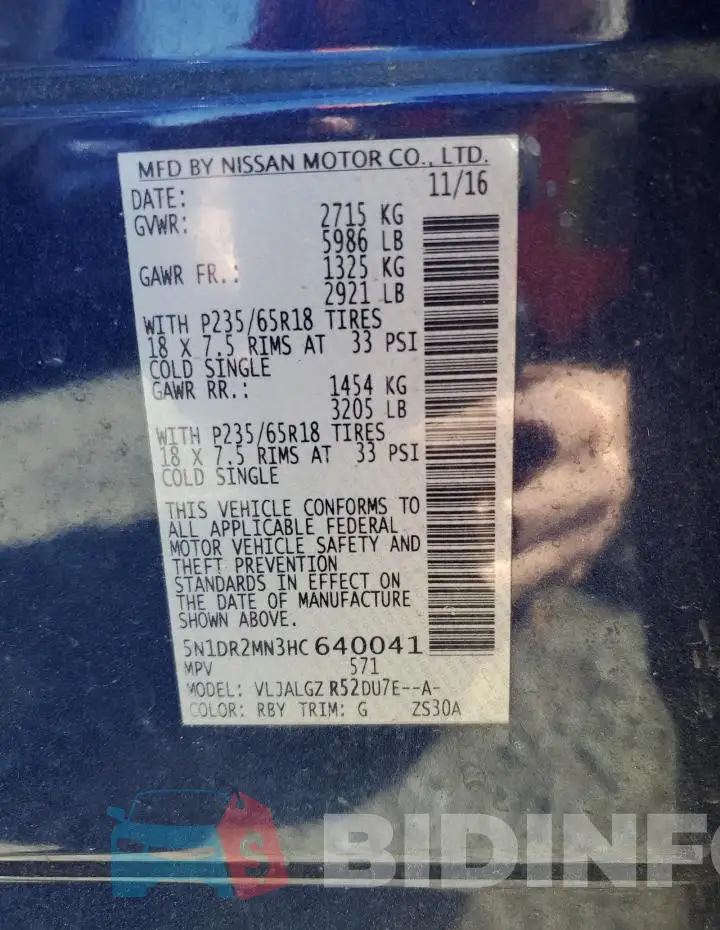 5N1DR2MN3HC640041 Photo# 14
