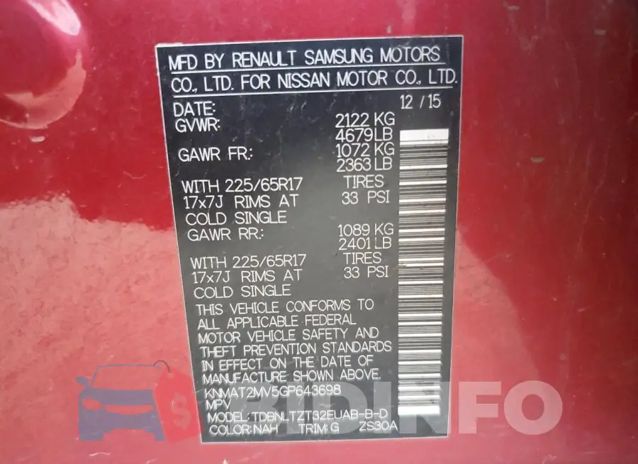 KNMAT2MV5GP643698 Photo# 14