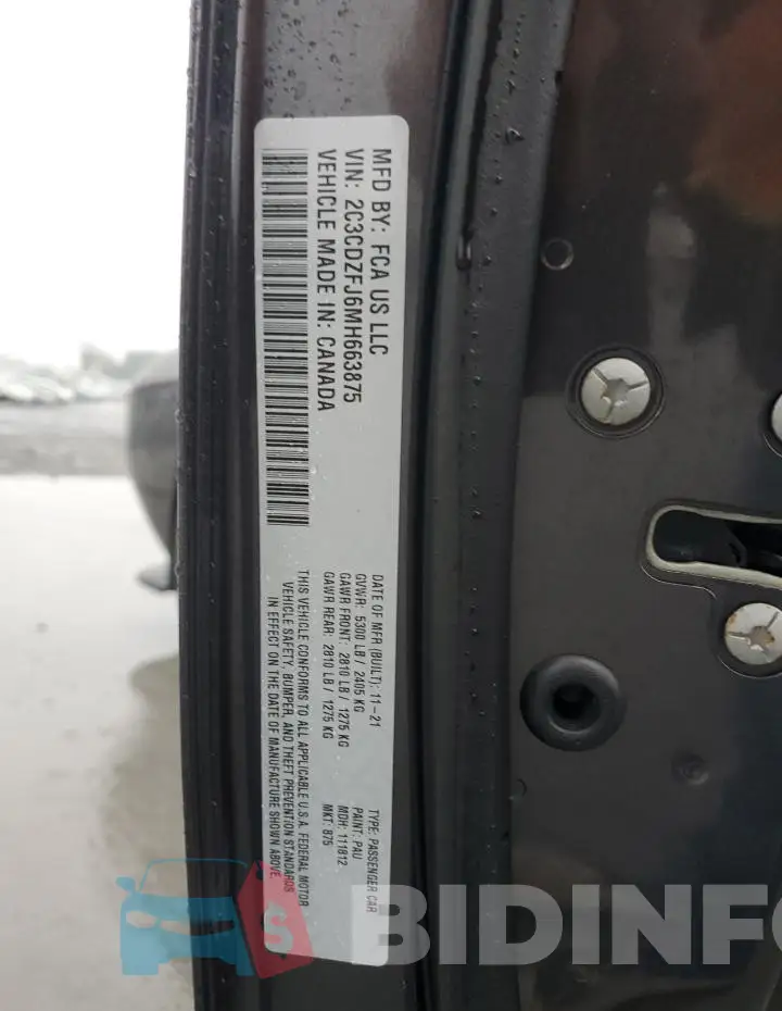 2C3CDZFJ6MH663875 Photo# 12