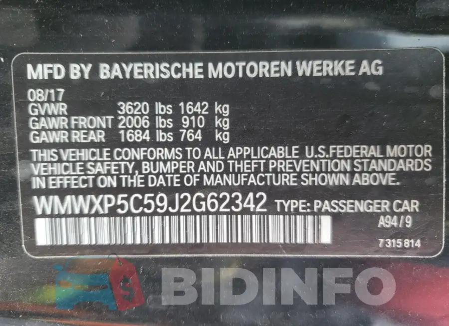 WMWXP5C59J2G62342 Photo# 12