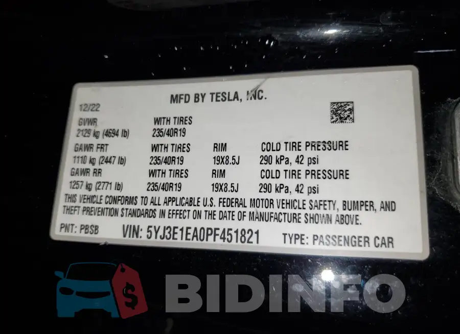 5YJ3E1EA0PF451821 Photo# 13