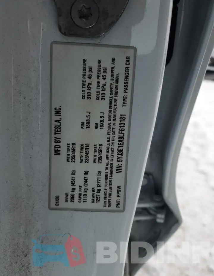 5YJ3E1EA9LF613181 Photo# 12