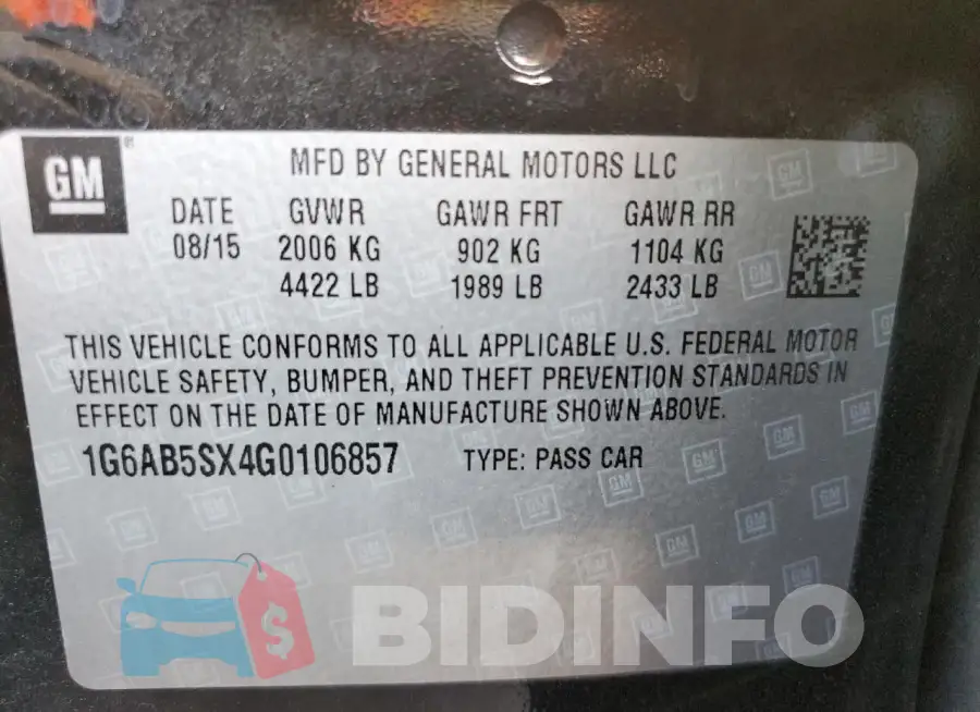 1G6AB5SX4G0106857 Photo# 12