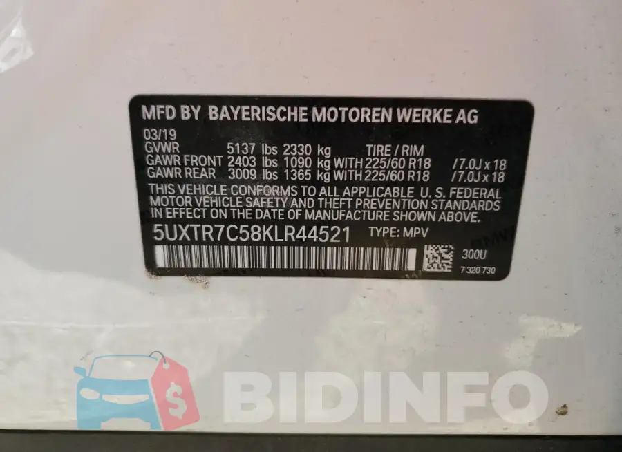 5UXTR7C58KLR44521 Photo# 13