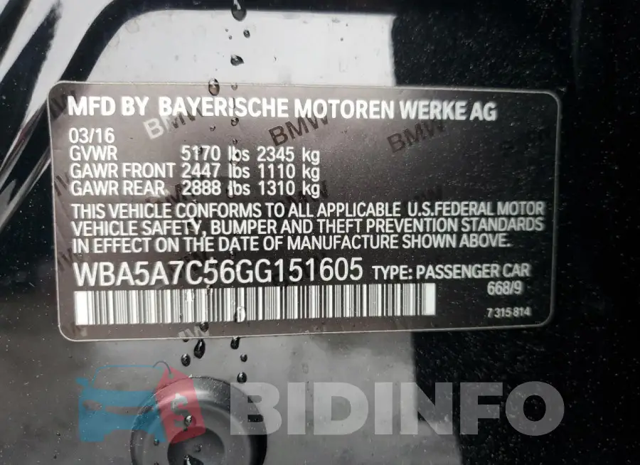 WBA5A7C56GG151605 Photo# 12