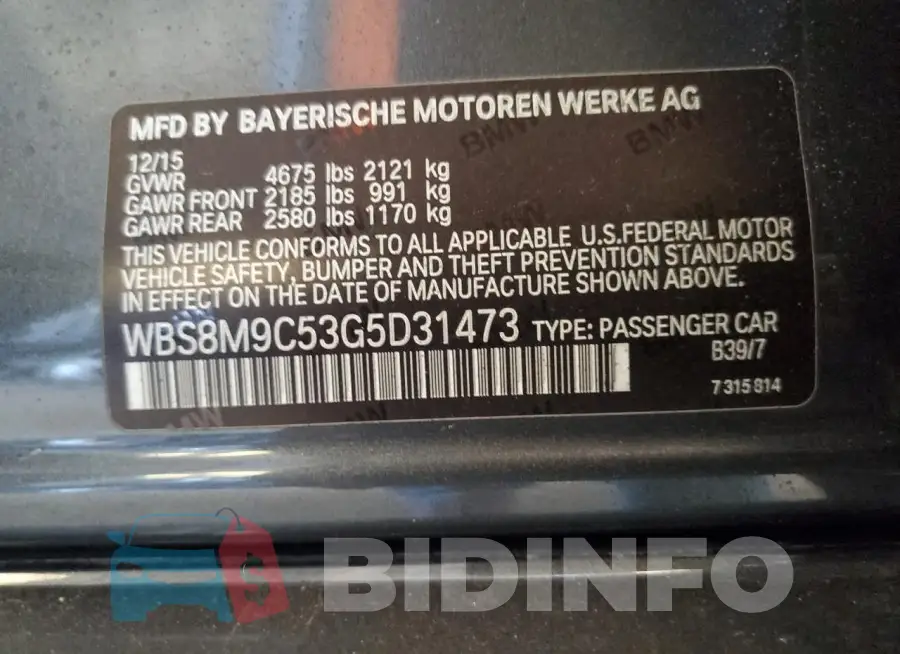 WBS8M9C53G5D31473 Photo# 12