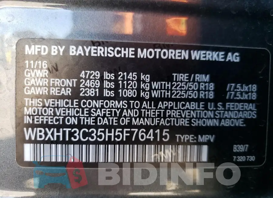 WBXHT3C35H5F76415 Photo# 14