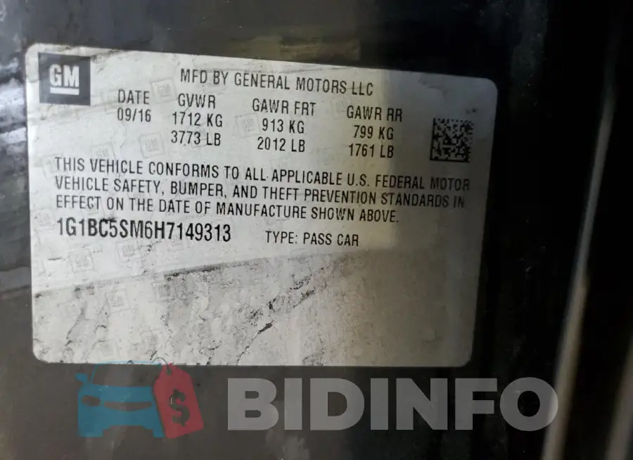 1G1BC5SM6H7149313 Photo# 13