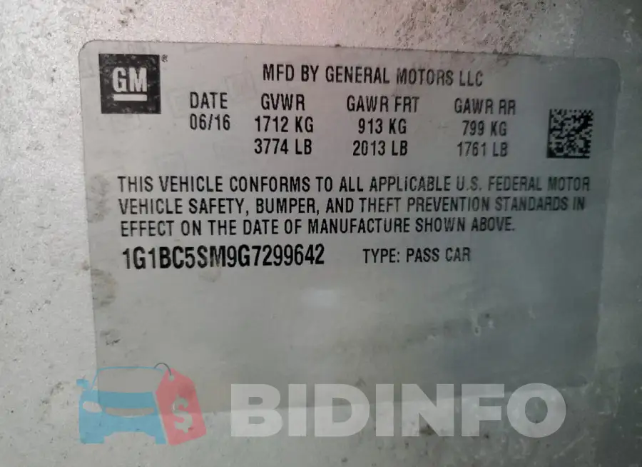 1G1BC5SM9G7299642 Photo# 12