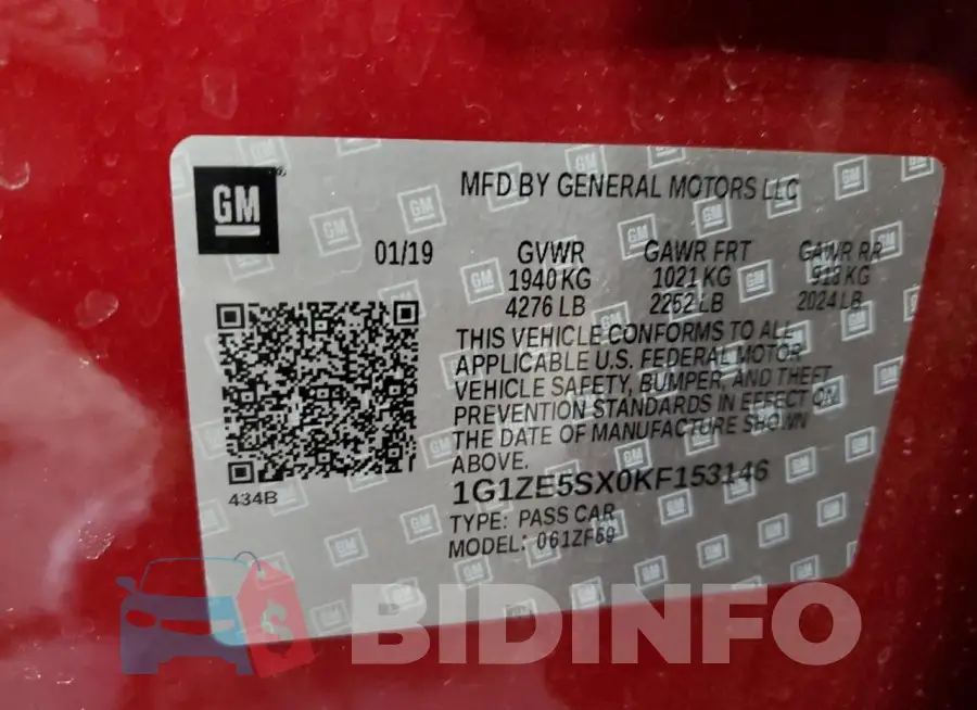 1G1ZE5SX0KF153146 Photo# 12